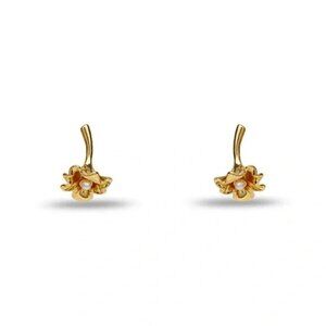 Lele Sadoughi Ruffled Lily Stud Faux Pearl Earrings